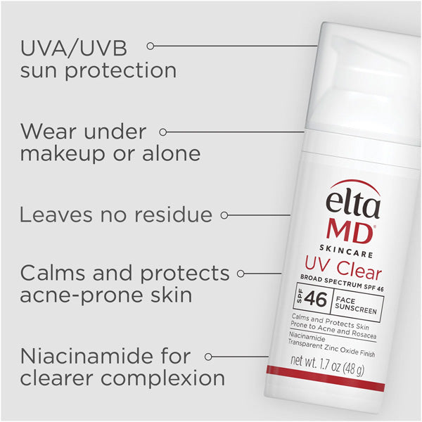 واقي شمس Elta-Md Uv Clear واسع الطيف بعامل حماية من الشمس 46، 48 جم واقي شمس Elta-Md Uv Clear واسع الطيف بعامل حماية من الشمس 46، 48 جم