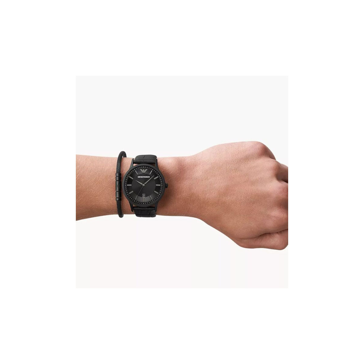 Emporio Armani AR80057 Men's Watch 43 Mm Black Gift Set