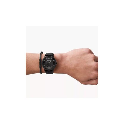Emporio Armani AR80057 Men's Watch 43 Mm Black Gift Set