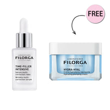 Load image into Gallery viewer, FILORGA TIME-FILLER INTENSIVE WRINKLE MULTI-CORRECTION SERUM 30ML + FREE TESTER HYDRA HYAL 50ML
