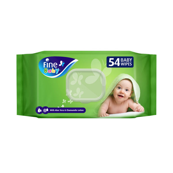 FINE BABY WET WIPES, WITH ALOE VERA & CHAMOMILE LOTION, 54 WIPES