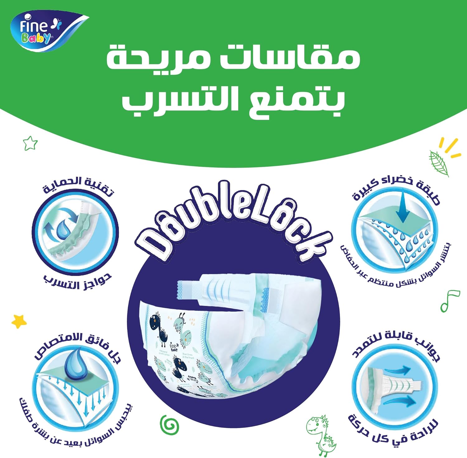 فاين بيبي (مقاس 1 حديث الولادة، 2-5 كجم، 18 حفاضة) فاين بيبي (مقاس 1 حديث الولادة، 2-5 كجم، 18 حفاضة)