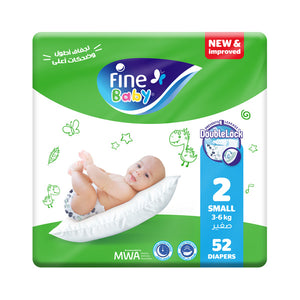 FINE BABY (SIZE 2 SMALL, 3-6 KG, 52 DIAPERS JUMBO)