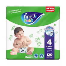 Load image into Gallery viewer, FINE BABY (SIZE 4 LARGE ,7-14KG, 120 DIAPERS DOUBLE LOCK)