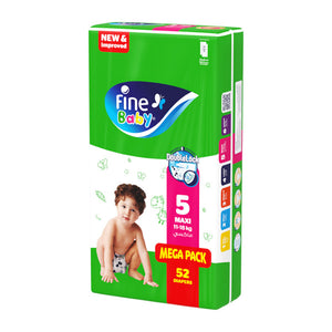 FINE BABY (SIZE 5, MAXI 11-18KG, DOUBLE LOCK, 52 DIAPERS)