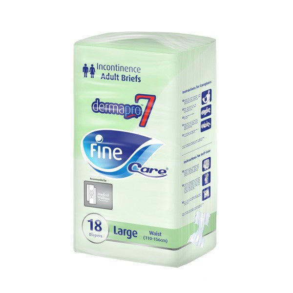 FINE CARE INCONTINENCE ADULT BRIEFS FOR UNISEX, LARGE, WAIST 110 -156 CM, PACK OF 18