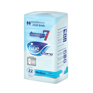 FINE CARE INCONTINENCE ADULT BRIEFS FOR UNISEX, MEDIUM, WAIST 75-110 CM, PACK OF 22