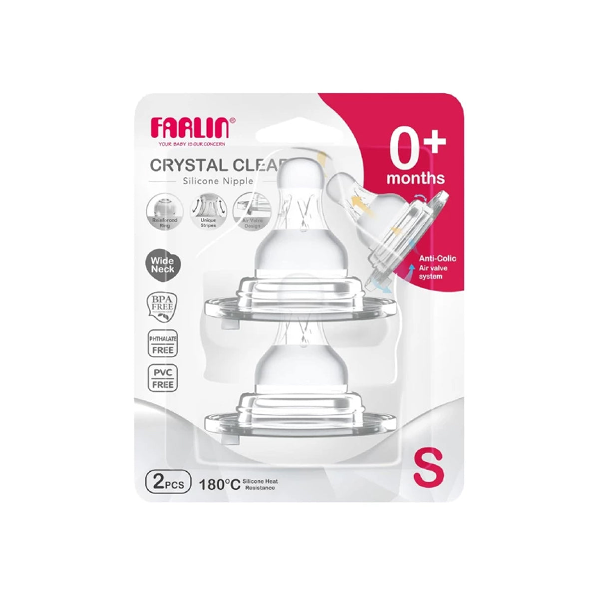 Farlin Anti-colic Silicone Nipple Wide Neck 2 pcs