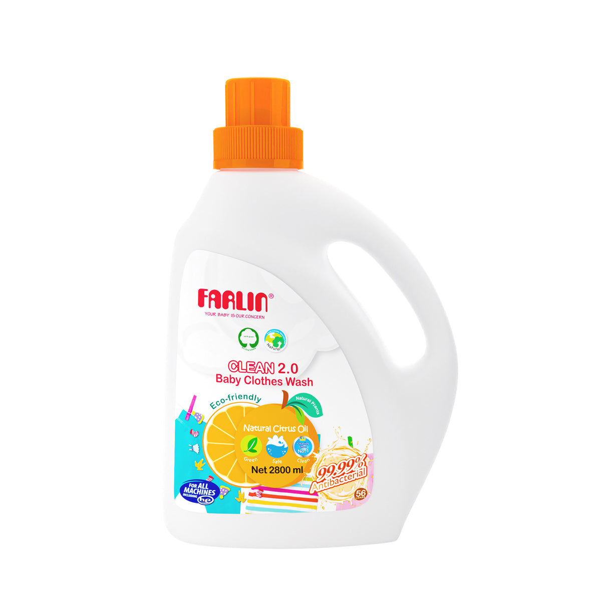 Farlin Clean 2.0 Antibacterial Baby Clothes Wash Citrus 2800 ML