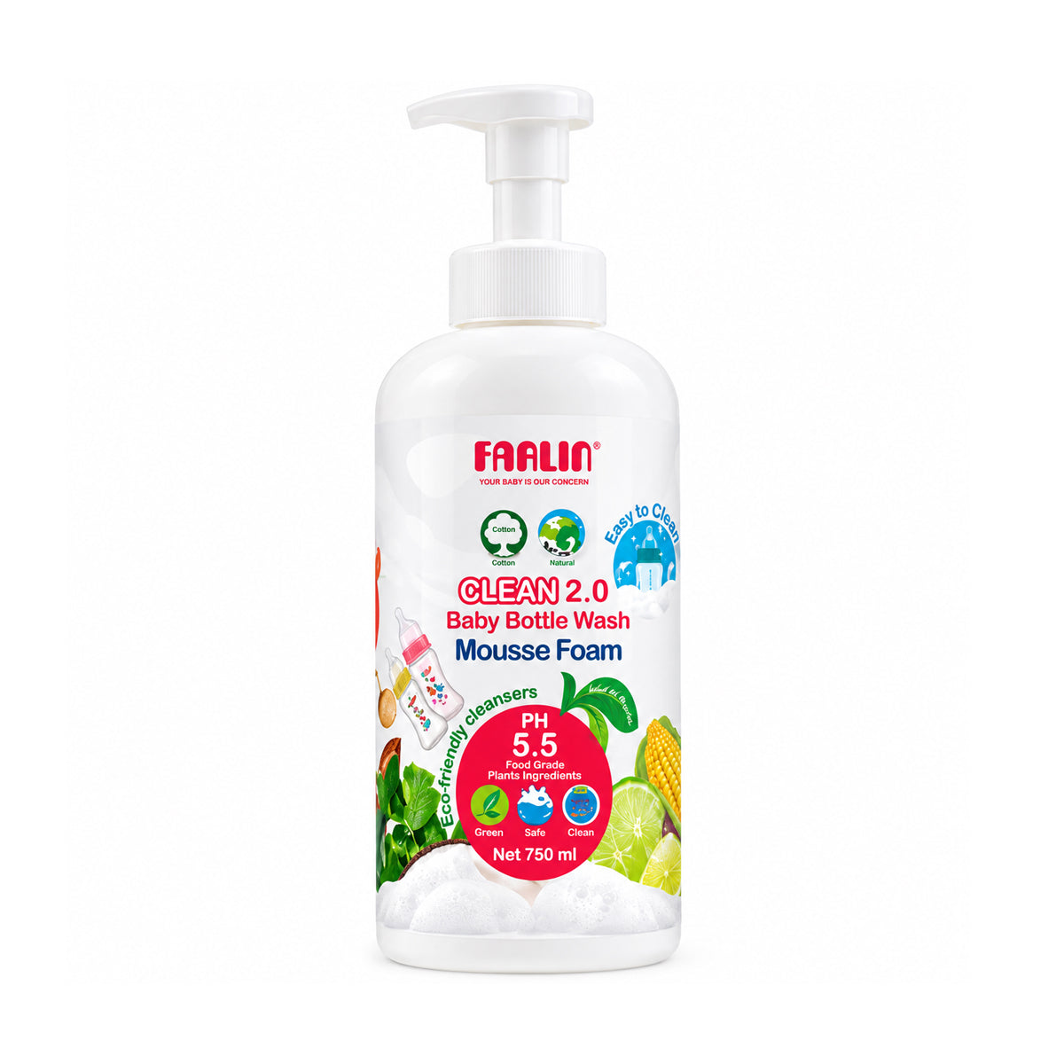 Farlin Clean 2.0 Bottle Wash Mousse Foam Pump 750ML