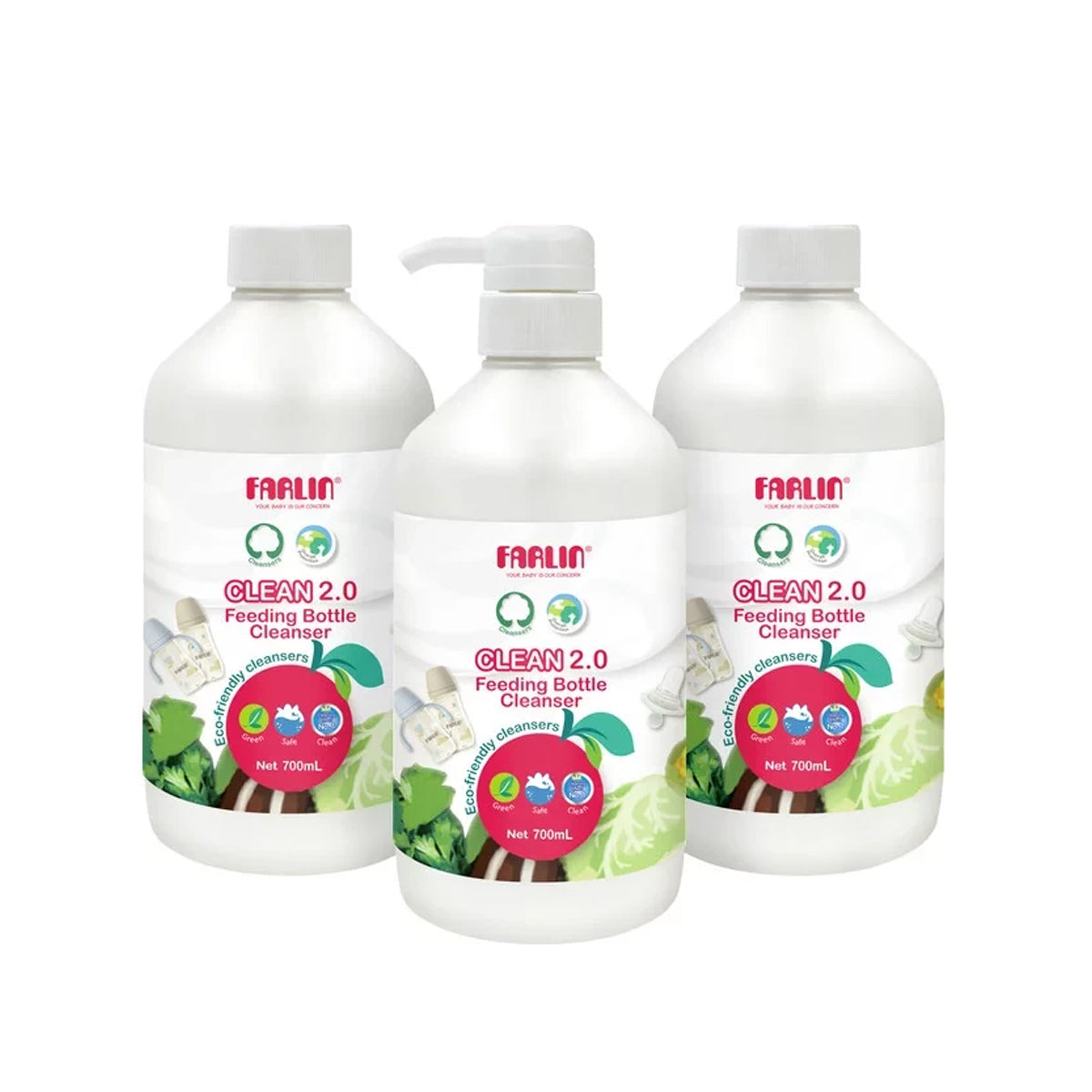 Farlin Clean 2.0 Bottle Wash Set 700ml 2+1 Free