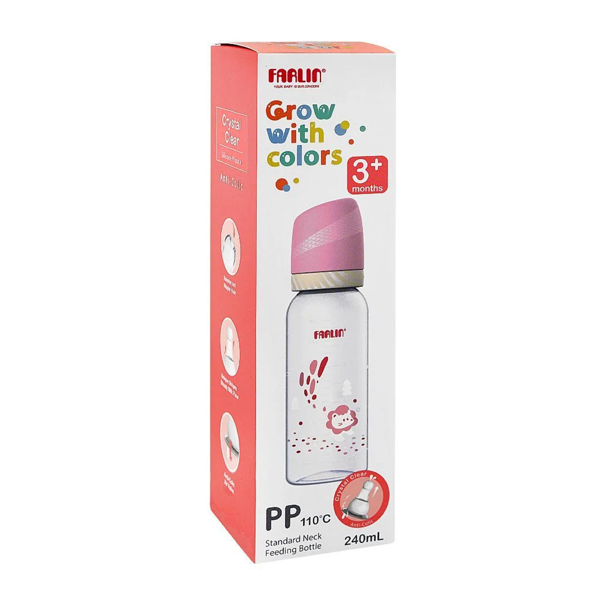 Farlin Grow With Colors PP Standard Neck Feeding Bottle 240ml
