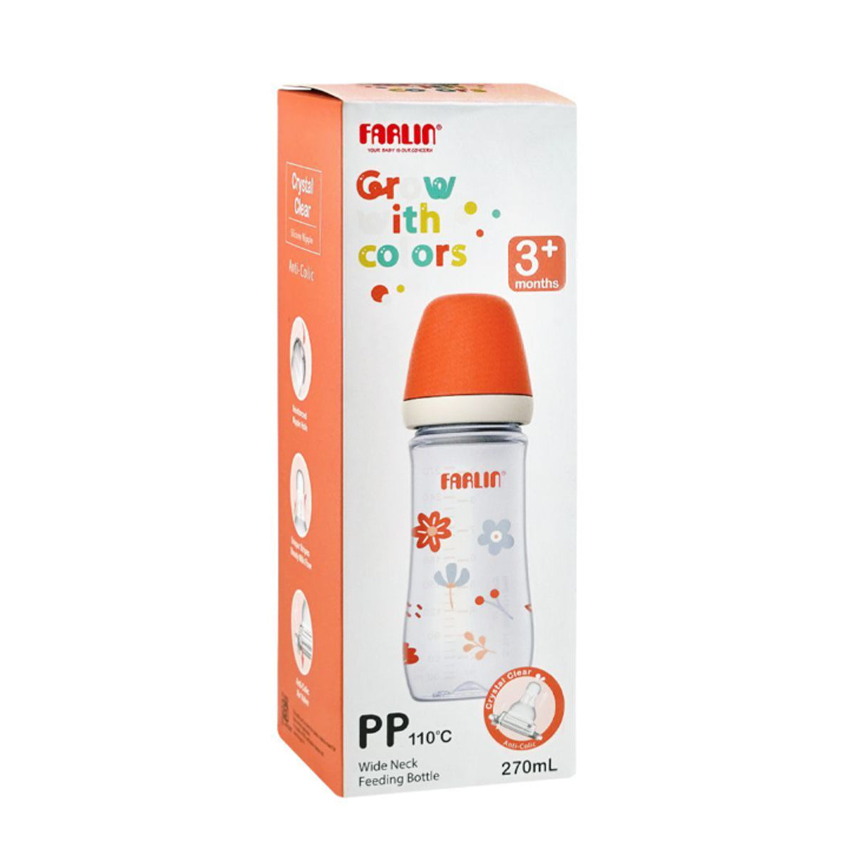 Farlin Grow With Colors PP Wide Neck Feeding Bottle 270ml