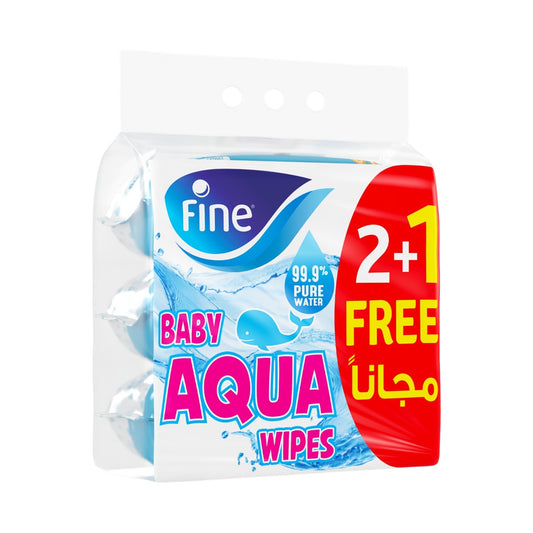 Fine Baby Aqua Wipes Pack of 3 x 72 Wipes (216 Wipes) Offer