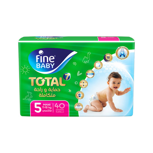 Fine Baby Total Protection and Comfort (Size 5 Maxi, 11-18 Kg, 40 Diapers)