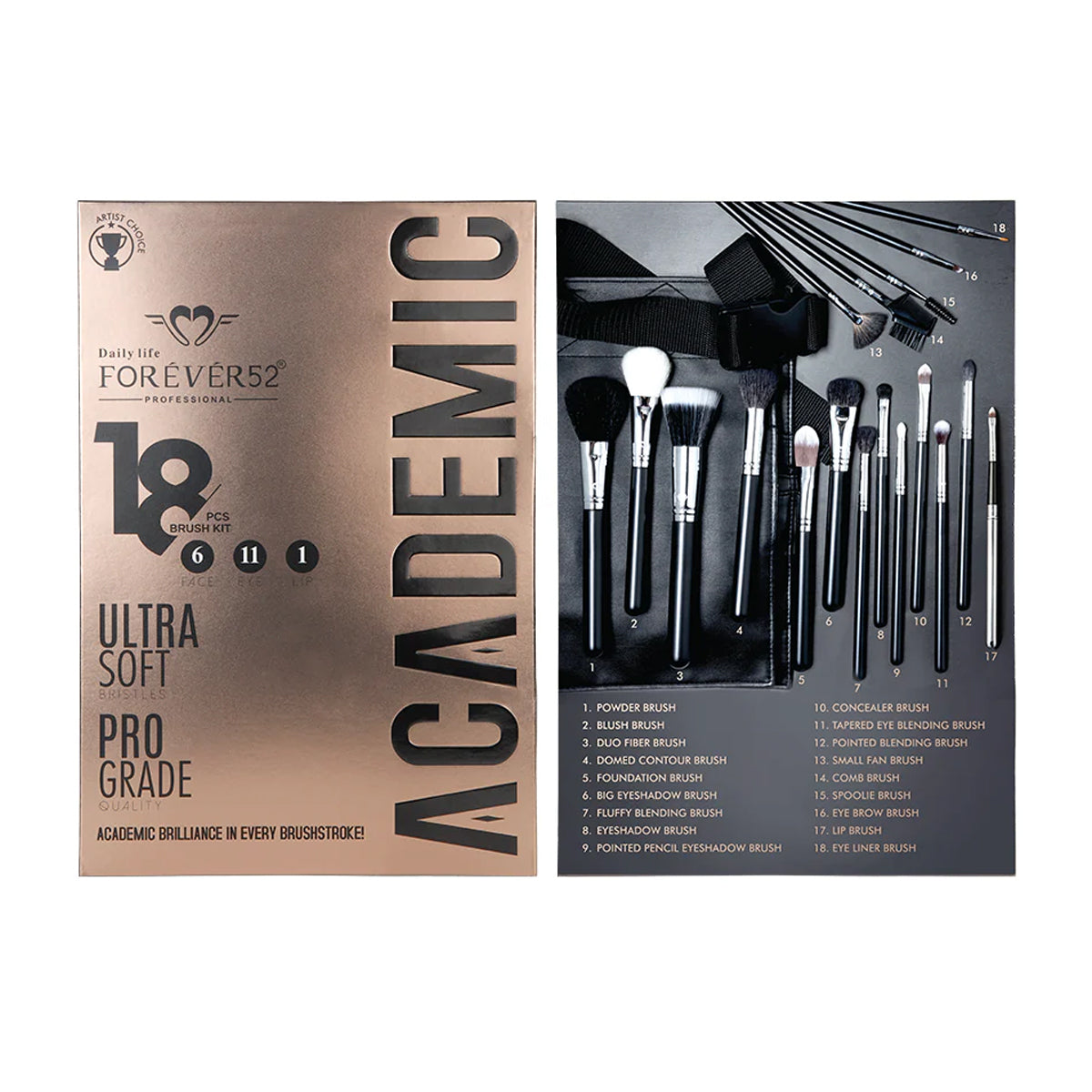 Forever52 Academic 18 Pieces Brush Kit