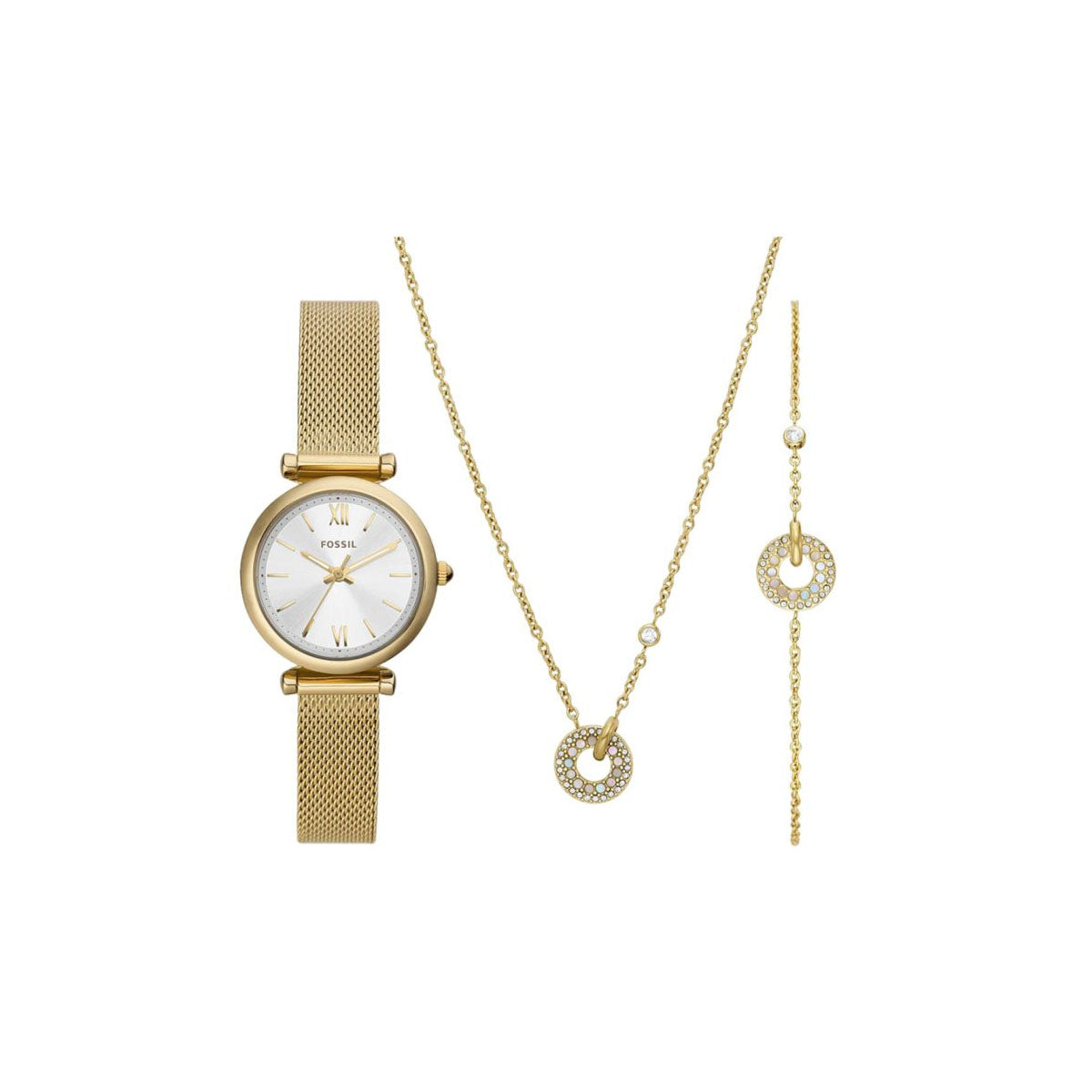 Fossil FES5251 Women's Watch 28 Mm Gold Gift Set Fossil FES5251 Women's Watch 28 Mm Gold Gift Set