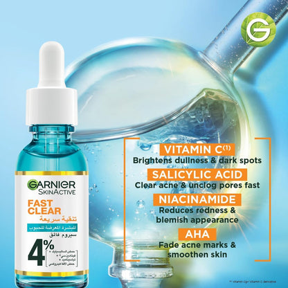 Garnier Skinactive Fast Clear Acne Prone Skin Booster Serum 30ml