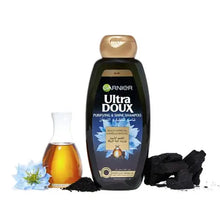 Load image into Gallery viewer, Garnier Ultra Doux Purifying &amp; Shine Black Charcoal Shampoo 400ml