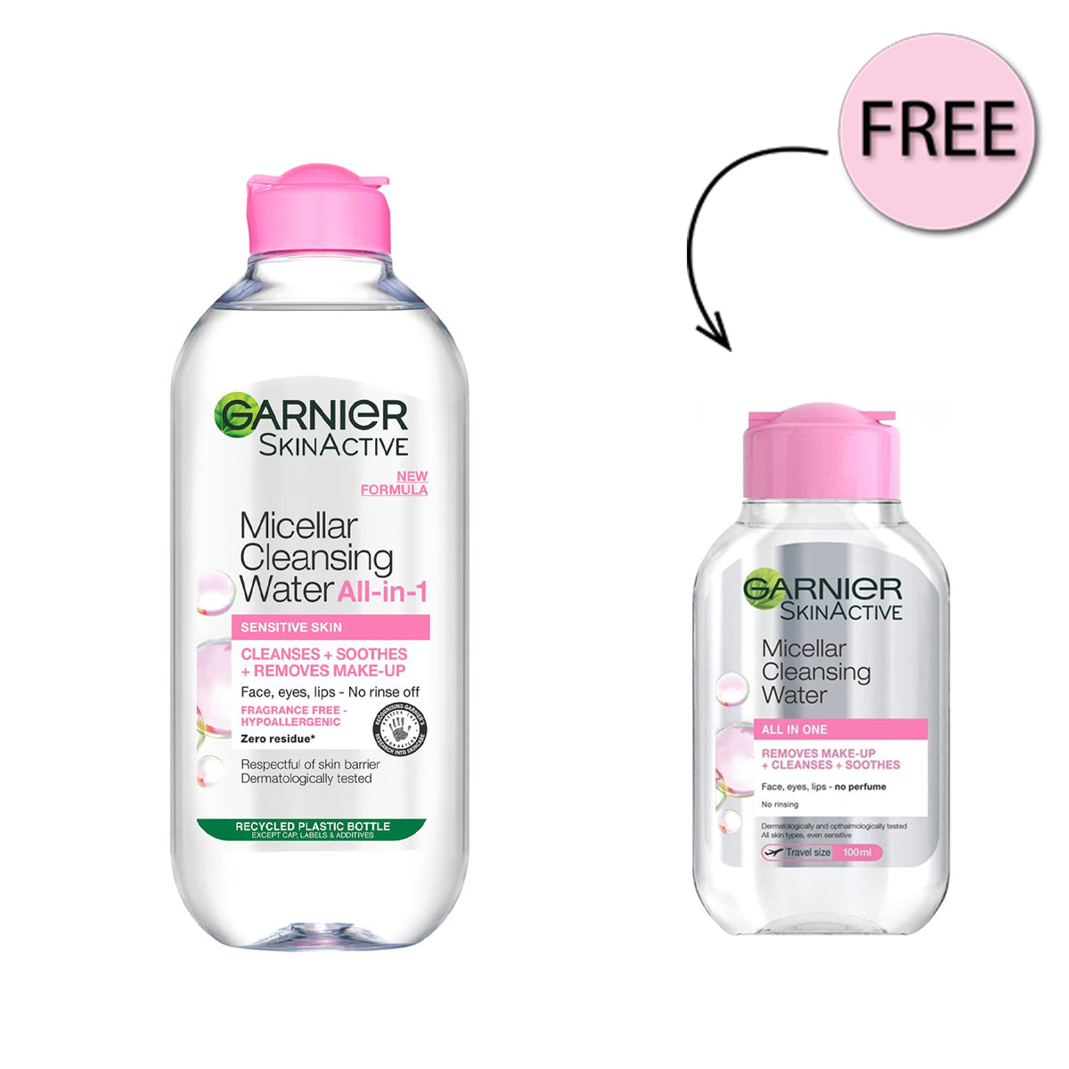 Garnier Micellar Cleansing Water 400ml +  Free Garnier Micellar Cleansing Water 100ml Offer