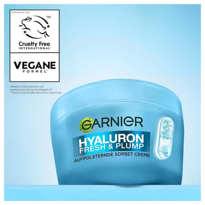 Garnier SkinActive Hyaluron Fresh & Plump Cream, 48H Oil‑Free Hydration, 4% Hyaluronic Acid & Niacinamide, 85ml