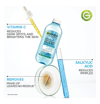 Garnier Skinactive Fast Clear Micellar Cleansing Water Salicylic Acid 400ml + Free Cotton Pads