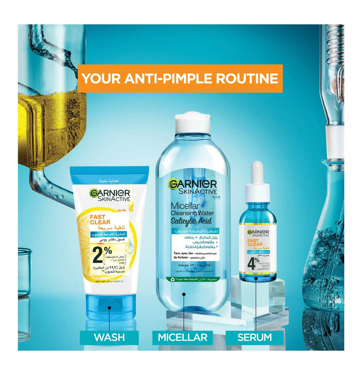 Garnier Skinactive Fast Clear Micellar Cleansing Water Salicylic Acid 400ml + Free Cotton Pads