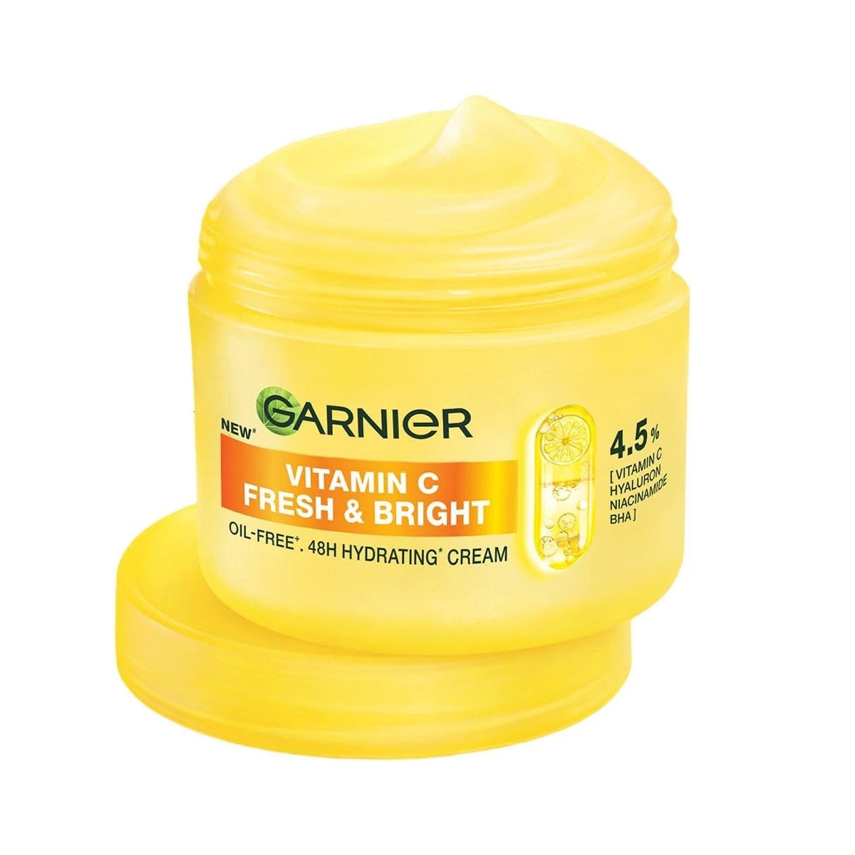 Garnier SkinActive Vitamin C Fresh & Bright Cream, 48H Oil‑Free Hydration, 4% Vitamin C & Niacinamide, Lightweight, 85ml