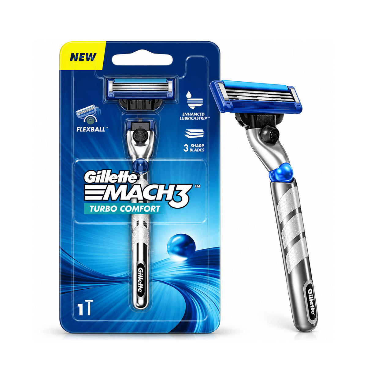 Gillette Mach 3 Turbo Comfort Shaving Razor for Men