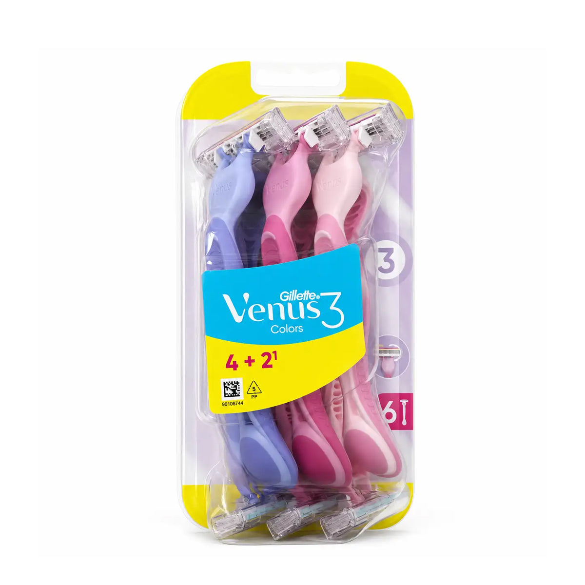 Gillette Venus 3 Colors Women's Razor Blades 6pcs