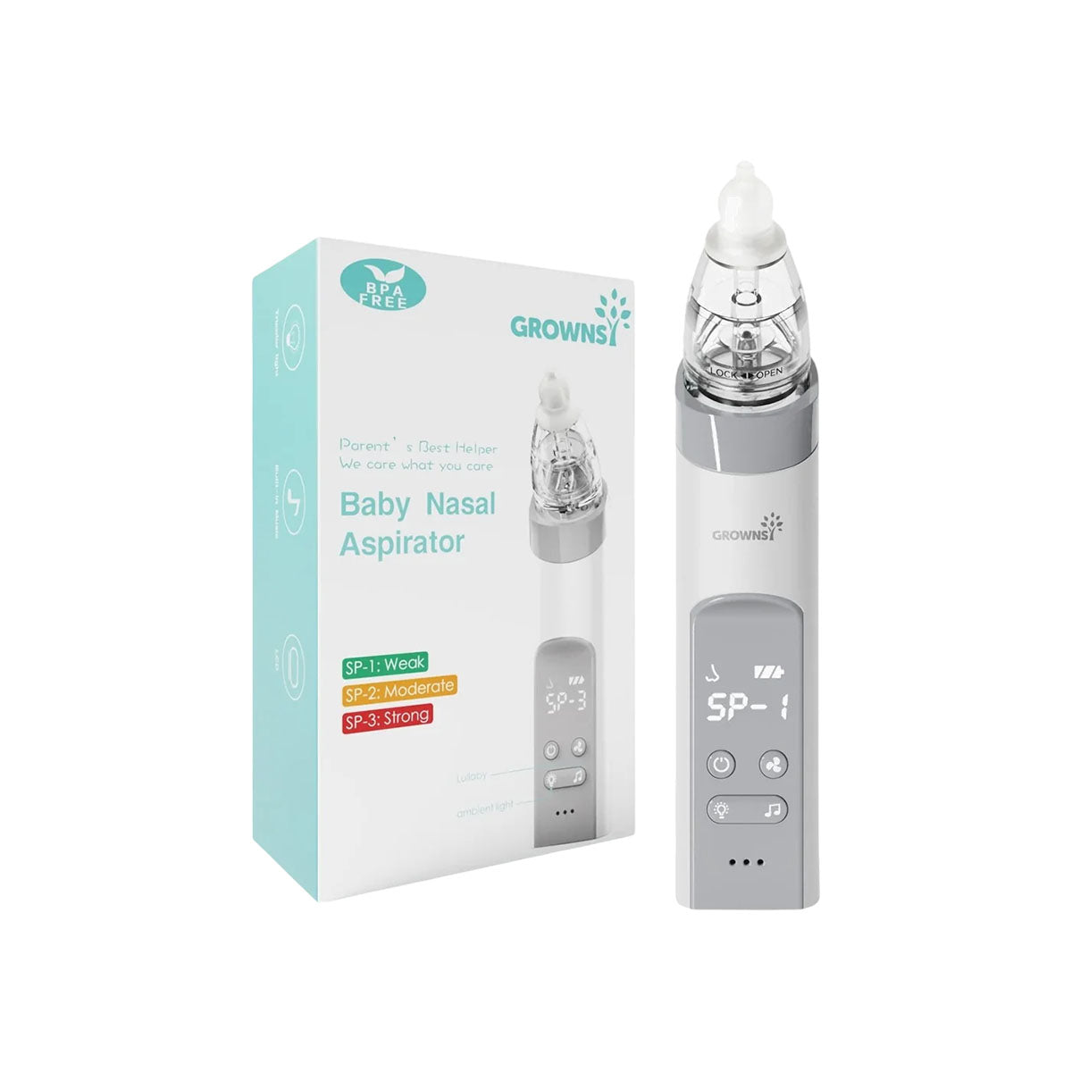 Grownsy Electric Nasal Aspirator With 3 Silicone Tips