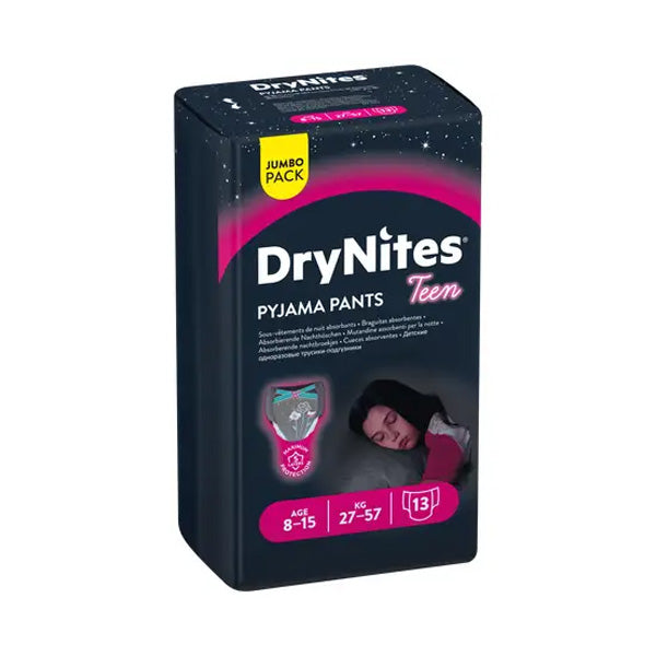 HUGGIES DRYNITES PANTS GIRLS 8-15 YEARS 13 DAIPERS