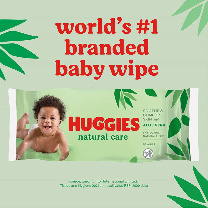 Huggies Natural Care Wet Wipes, 56 Wipes