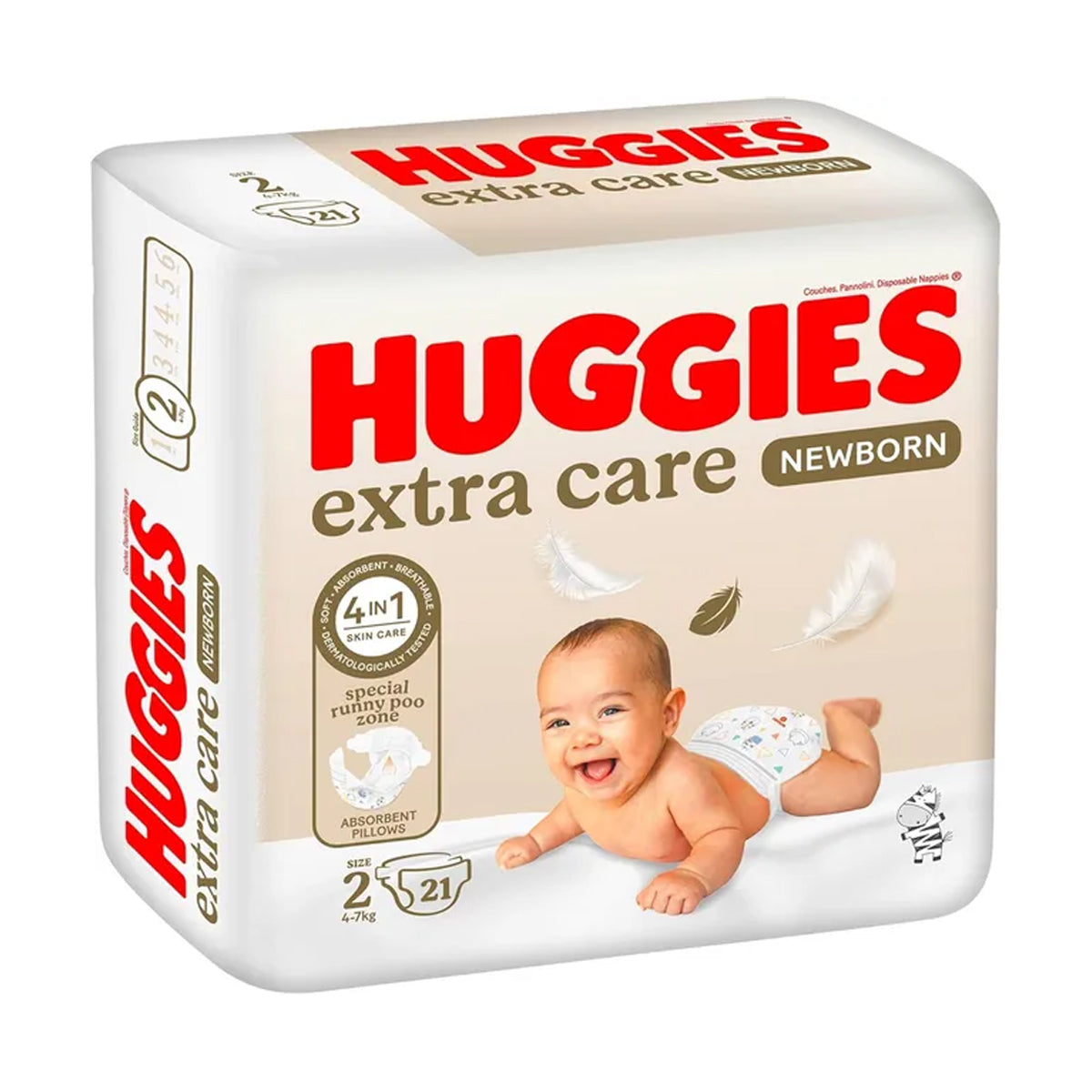 Huggies Extra Care Newborn ( Size 2 , 4-6 kg ) 21 Diapers