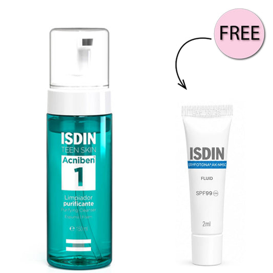 Isdin Acniben Purifying Cleanser Foam 150ml+ Free  Isdin Eryfotona Ak Nmsc Fluid Spf 99 2ml