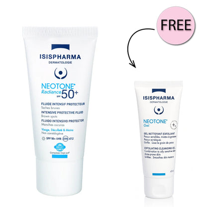 Isispharma Neotone Radiance Spf 50+ 30ml +Free Isispharma Neotone Gel Exfoliating Cleansing Gel 40ml