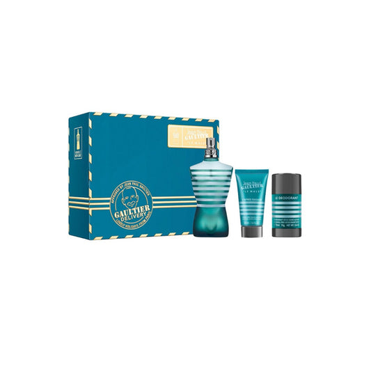 JEAN PAUL GAULTTER LE MALE EDT 125ML + AFTER-SHAVE BALSAMO 50ML + DESODORIZANTE STICK 75ML COFFRET