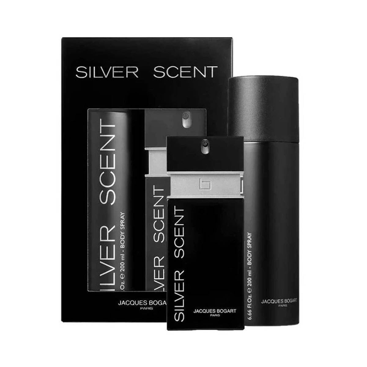 Jacques Bogart Silver Scent Edt 100ml + Body Spray 200ml Gift Set For Men