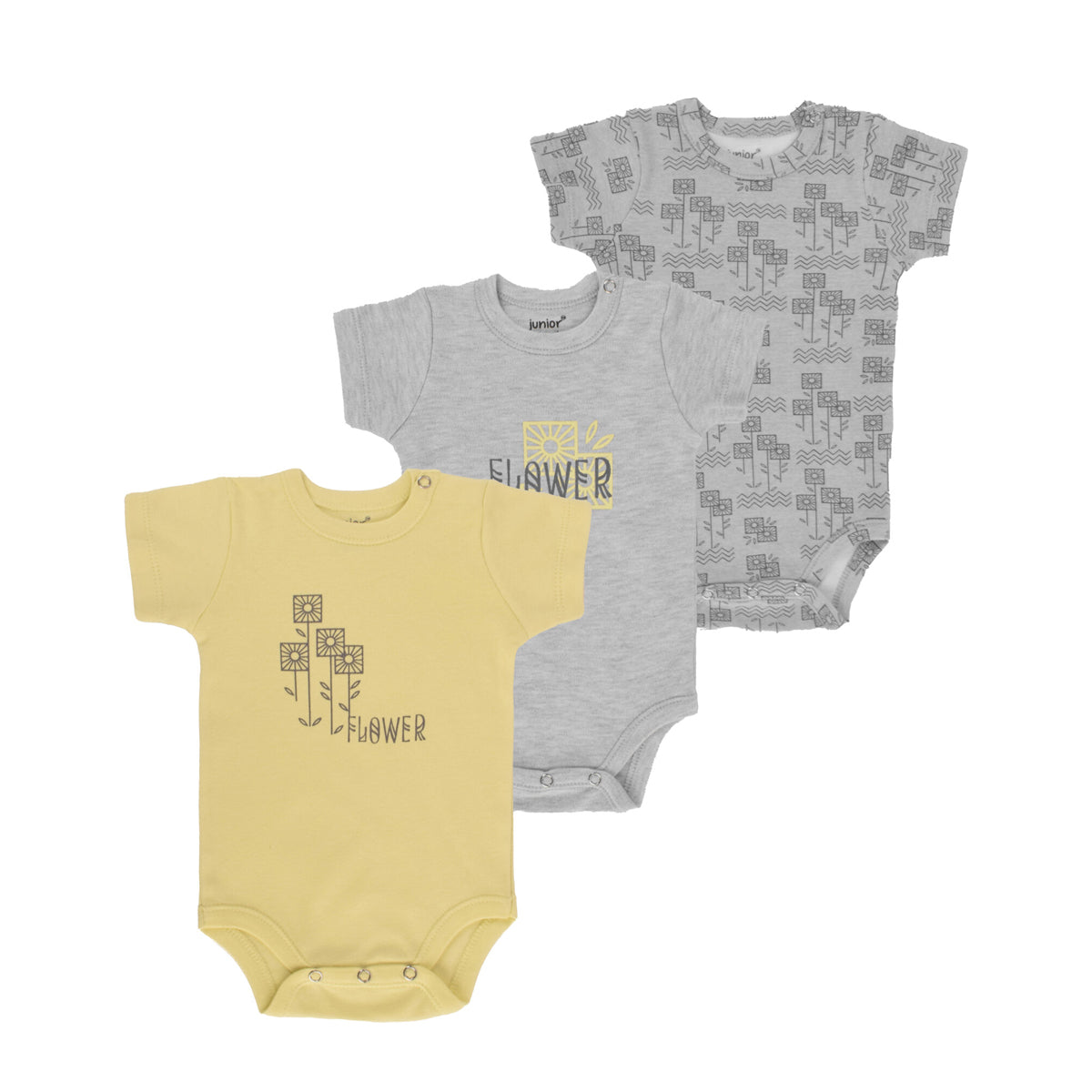 Junior Bodysuit Short Sleeve Square Flower Junior Bodysuit Short Sleeve Square Flower