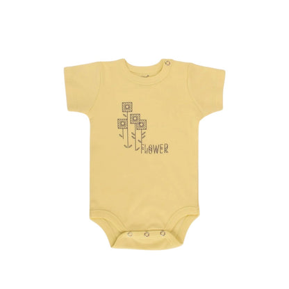 Junior Bodysuit Short Sleeve Square Flower