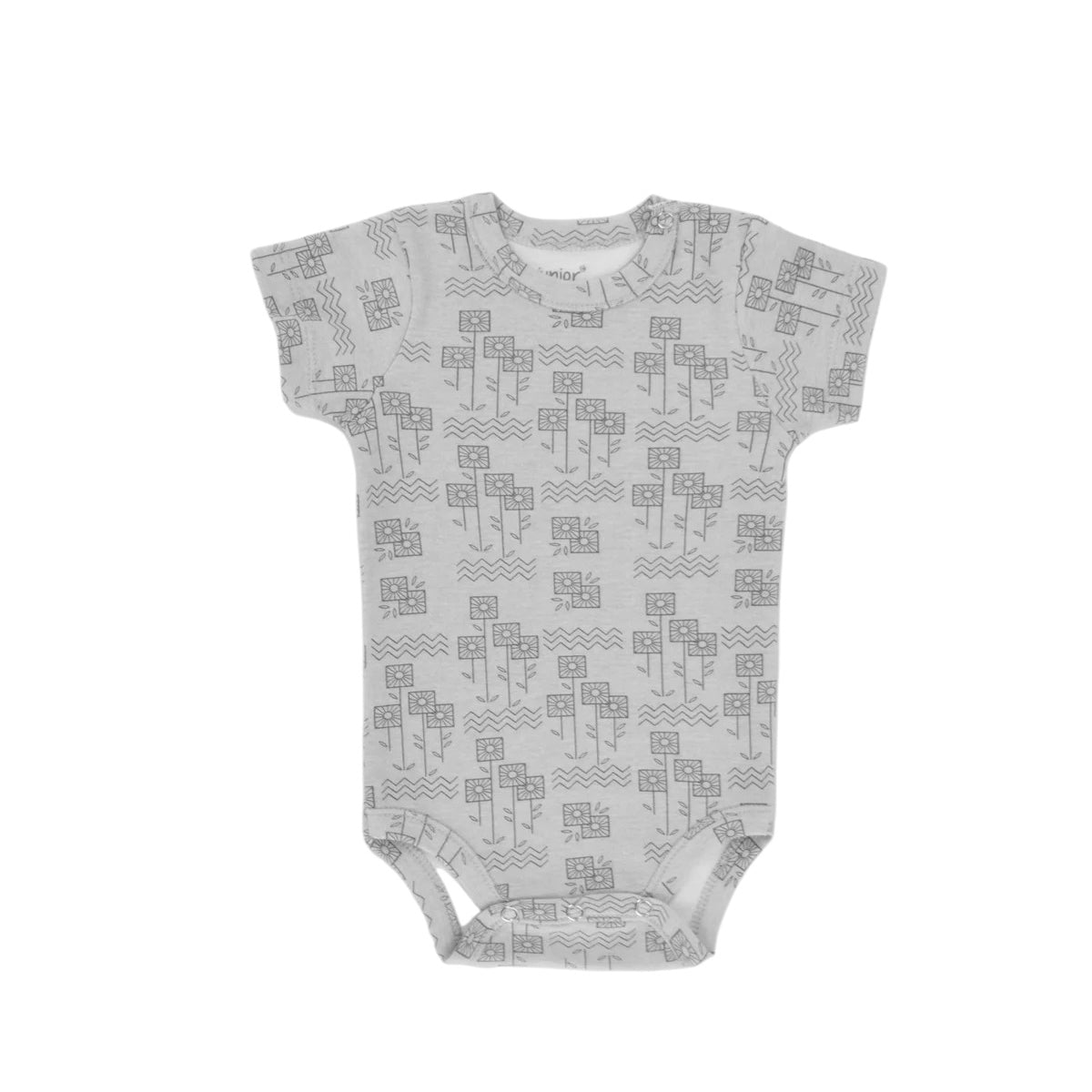 Junior Bodysuit Short Sleeve Square Flower