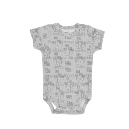 Junior Bodysuit Short Sleeve Square Flower
