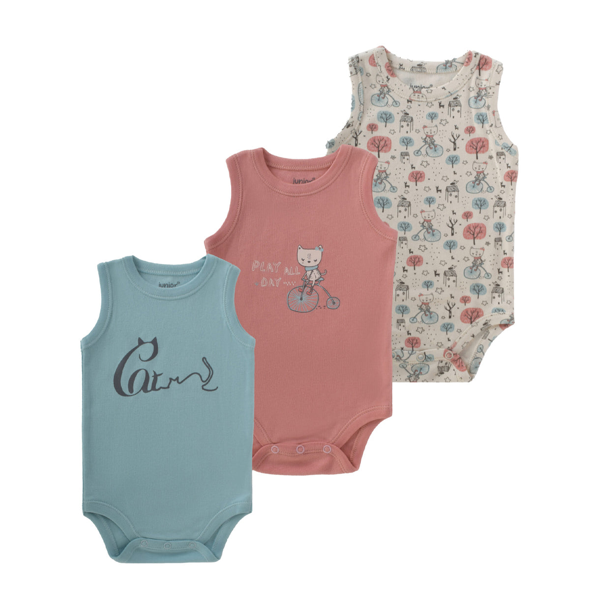 Junior Bodysuit Sleeveless Happy Kitty Junior Bodysuit Sleeveless Happy Kitty