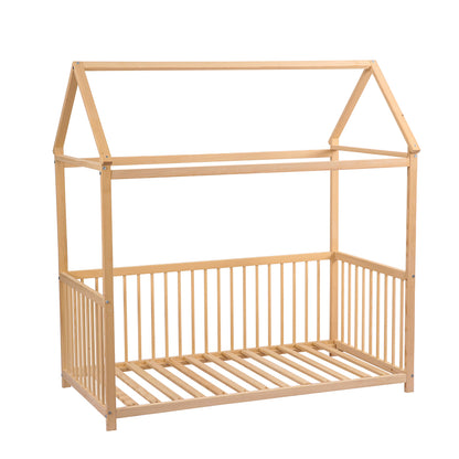 Kukka Natural Wooden Montessori Activity Bed 70X140cm - Giraffe Blue