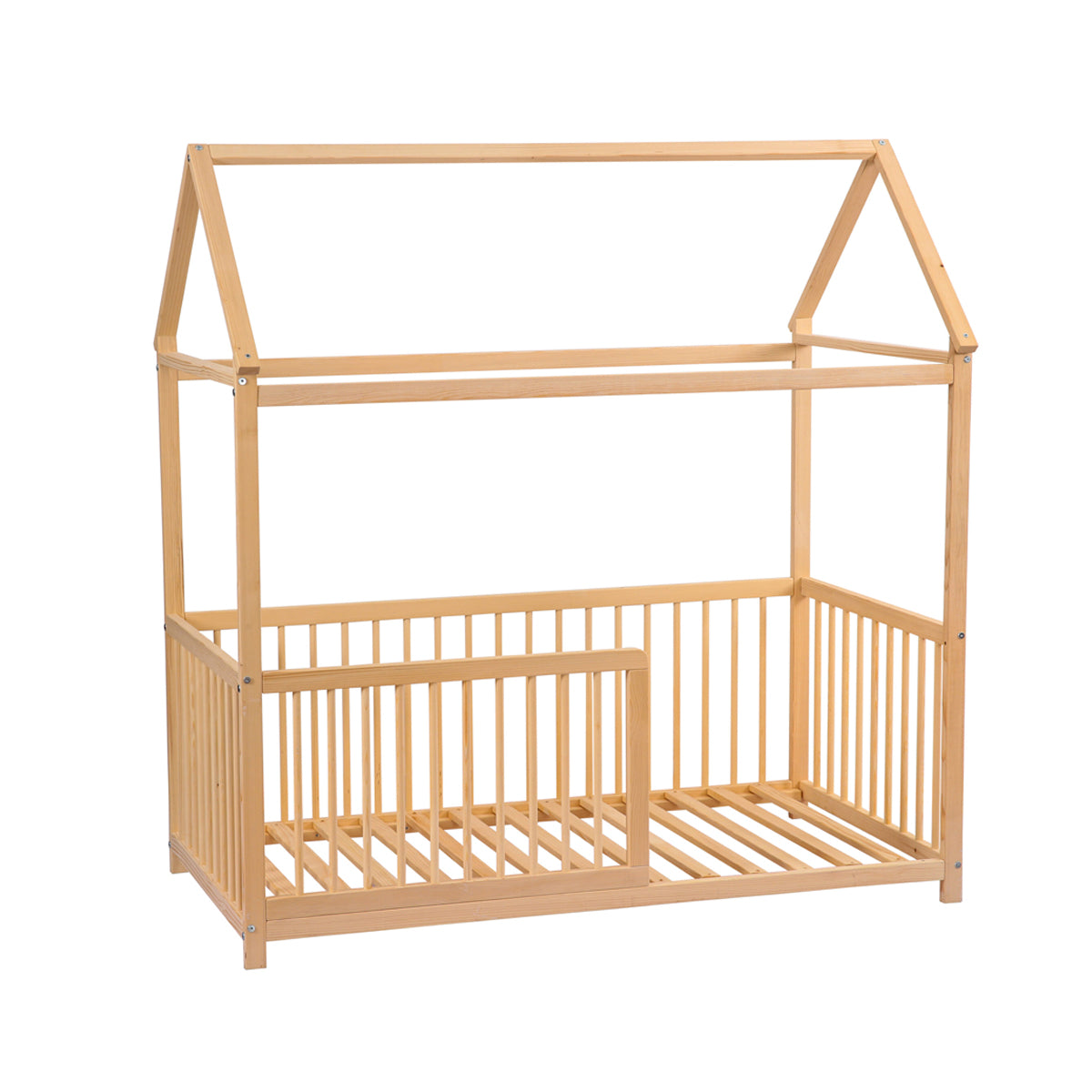 Kukka Natural Wooden Montessori Activity Bed 70X140cm - Giraffe Blue