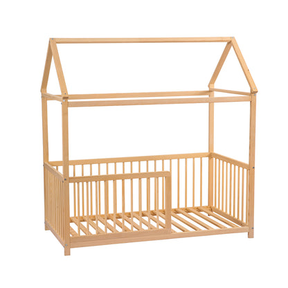 Kukka Natural Wooden Montessori Activity Bed 70X140cm - Giraffe Blue