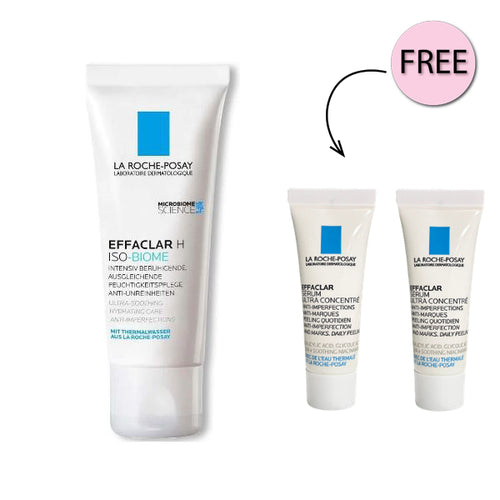 La Roche-Posay Effaclar H Isobiome Moisturizing Cream for oily, and acne prone skin 40ml + Free Two Effaclar Serum 3ml+ FREE TWO EFFACLAR SERUM 3ML