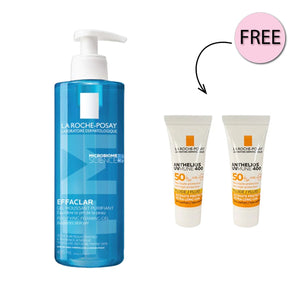 La Roche-Posay Effaclar Acne Foaming Cleansing Gel for Oily and Acne Prone Skin 400ml + 2 Free ANTHELIOS 3ML