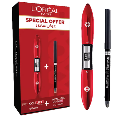 Loreal Paris Pro Lift Mascara And Infallible Grip Eyeliner Gel Set