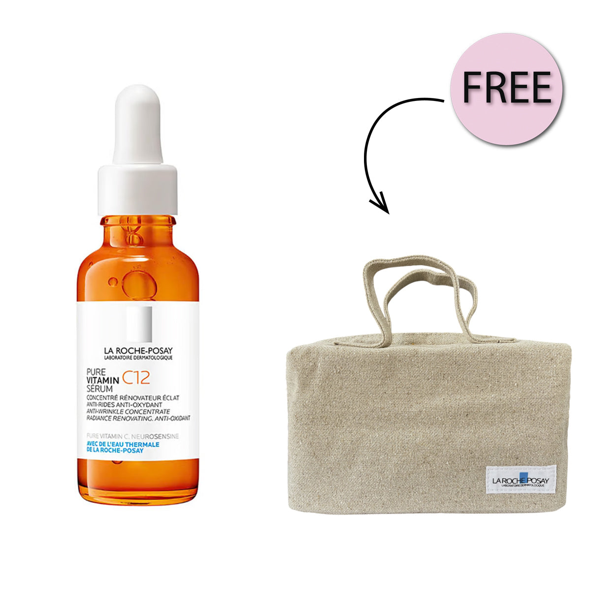 La Roche-Posay 10% Pure Vitamin C Anti Aging Face Serum for Wrinkles  30ml + Free Pouch